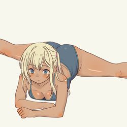 This is a pixiv picture whose title is 柔軟なギャル崎さんは視線に弱い.