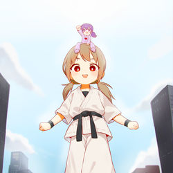 This is a pixiv picture whose title is 巨大空手娘.