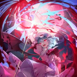 This is a pixiv picture whose title is こんなに月も紅いから本気で殺すわよ.