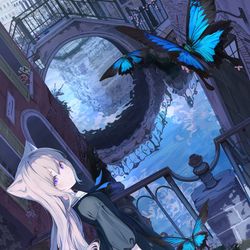 This is a pixiv picture whose title is 空映す路地.