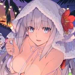 This is a pixiv picture whose title is ウエディング水着モルガン.