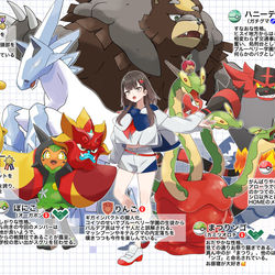 This is a pixiv picture whose title is 藍の円盤りんごの手持ちたち.