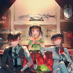 This is a pixiv picture whose title is 剣陣営＋かやちゃん.