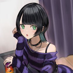 This is a pixiv picture whose title is 泊まってく？.