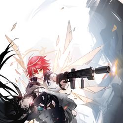 This is a pixiv picture whose title is Angel With A Shotgun.