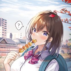 This is a pixiv picture whose title is はわわちゃん、みたらし団子を頬張る.