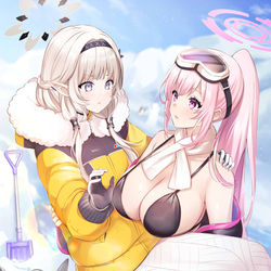 This is a pixiv picture whose title is 『部長ちゃんと捕まってないと危ないよ？』.