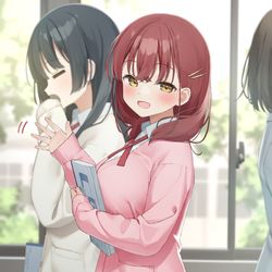This is a pixiv picture whose title is 廊下ですれ違う時に手を振ってくれる双子の妹ちゃん.