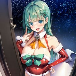 This is a pixiv picture whose title is 冷静に考えるとクリスマス鈴谷の衣装って冬は寒そうだよね.