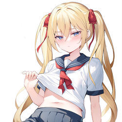 This is a pixiv picture whose title is へそ見せ妹.