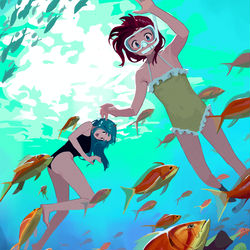 This is a pixiv picture whose title is 泳ぐことを学ぶ #6 ❤.