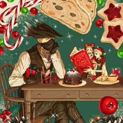 This is a pixiv picture whose title is 使者と狩人のクリスマス.