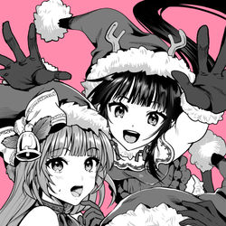 This is a pixiv picture whose title is 魔剣師の魔剣による魔剣のためのハーレムライフの女子達（サンタ衣装.