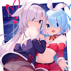 This is a pixiv picture whose title is ミニスカサンタのアロナとプラナ.