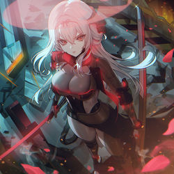 This is a pixiv picture whose title is NIKKE - 紅蓮：ブラックシャドウ.