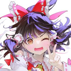 This is a pixiv picture whose title is ハクレイピース！.