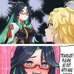 This is a pixiv picture whose title is Xianyun and Traveler.