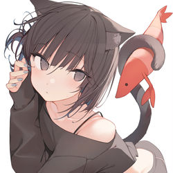 This is a pixiv picture whose title is 猫耳と尻尾がよく似合う….