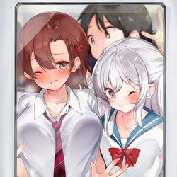 This is a pixiv picture whose title is （むぎゅ）と「…ぐぇ」.