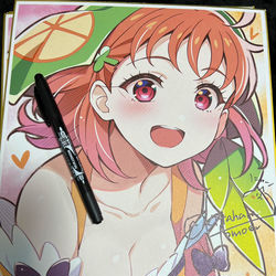 This is a pixiv picture whose title is 冬コミ🍊幻日のヨハネ チカちゃん色紙.