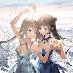 This is a pixiv picture whose title is 海でワルツ.