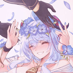 This is a pixiv picture whose title is Aether & Ganyu /Happy new year!!.