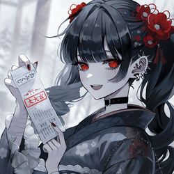 This is a pixiv picture whose title is おみくじ、いいの出た.