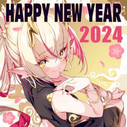This is a pixiv picture whose title is Happy New Year 2024.