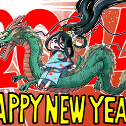 This is a pixiv picture whose title is 2024あけおめ絵。.
