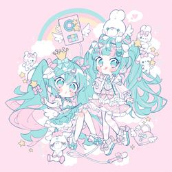 This is a pixiv picture whose title is ゆめかわミクちゃんず.