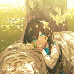 This is a pixiv picture whose title is 陽だまりの中で.