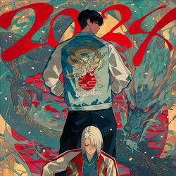 This is a pixiv picture whose title is 2024年賀絵.