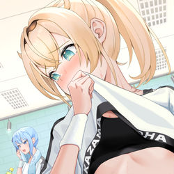 This is a pixiv picture whose title is 「お、推しを直視できないでござる…」.