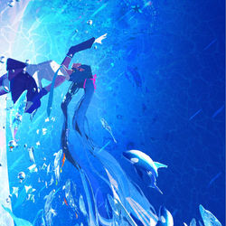 This is a pixiv picture whose title is 水の中のミク.