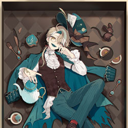 This is a pixiv picture whose title is 帽子屋 / 初画集限定版特典.