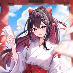 This is a pixiv picture whose title is 巫女服あずきち.