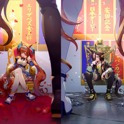 This is a pixiv picture whose title is 緋色の女王と常識破りの女帝.