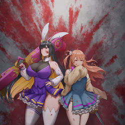 This is a pixiv picture whose title is 마법소녀 모모와 백토.