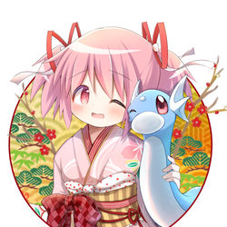 This is a pixiv picture whose title is 辰年×まどか×ポケモン.
