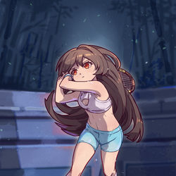 This is a pixiv picture whose title is 【Request】蓬莱山辉夜似乎在做运动.