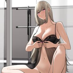 This is a pixiv picture whose title is 休日の朝、窓際にて….
