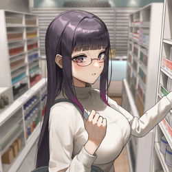 This is a pixiv picture whose title is 画材屋に行ったら美術部の先生と偶然会った.