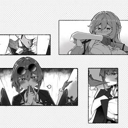 This is a pixiv picture whose title is 静かになって (Keeping Quiet).