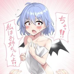 This is a pixiv picture whose title is 入浴中を妹に襲われるおぜうさま.