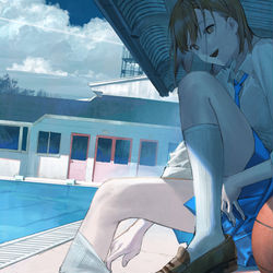 This is a pixiv picture whose title is 青.