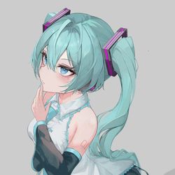 This is a pixiv picture whose title is 思考ミクさん.