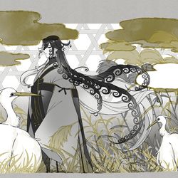 This is a pixiv picture whose title is 過日の白鷺.