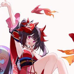 This is a pixiv picture whose title is 请问,是你掉的白丝花火嘛?.