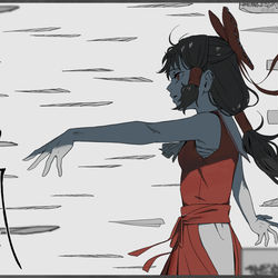 This is a pixiv picture whose title is 博麗神勅『封魔針』.