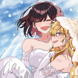 This is a pixiv picture whose title is Rae and Claire wedding 💛🤎.